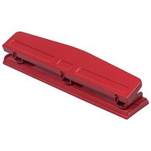 JAM PAPER Metal 3 Hole Punch, 10 Sheet Capacity, Red (345RE)