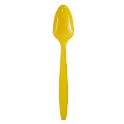 JAM PAPER Big Party Pack of Premium Plastic Spoons, Yellow, 100 Disposable Spoons/Box
