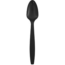 JAM PAPER Big Party Pack of Premium Plastic Spoons, Black, 100 Disposable Spoons/Box
