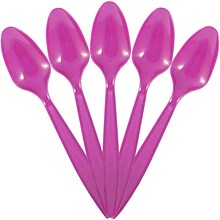JAM PAPER Big Party Pack of Premium Plastic Spoons, Pink, 100 Disposable Spoons/Box