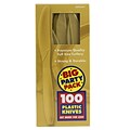 JAM PAPER Big Party Pack of Premium Plastic Knives, Gold, 100 Disposable Knives/Box