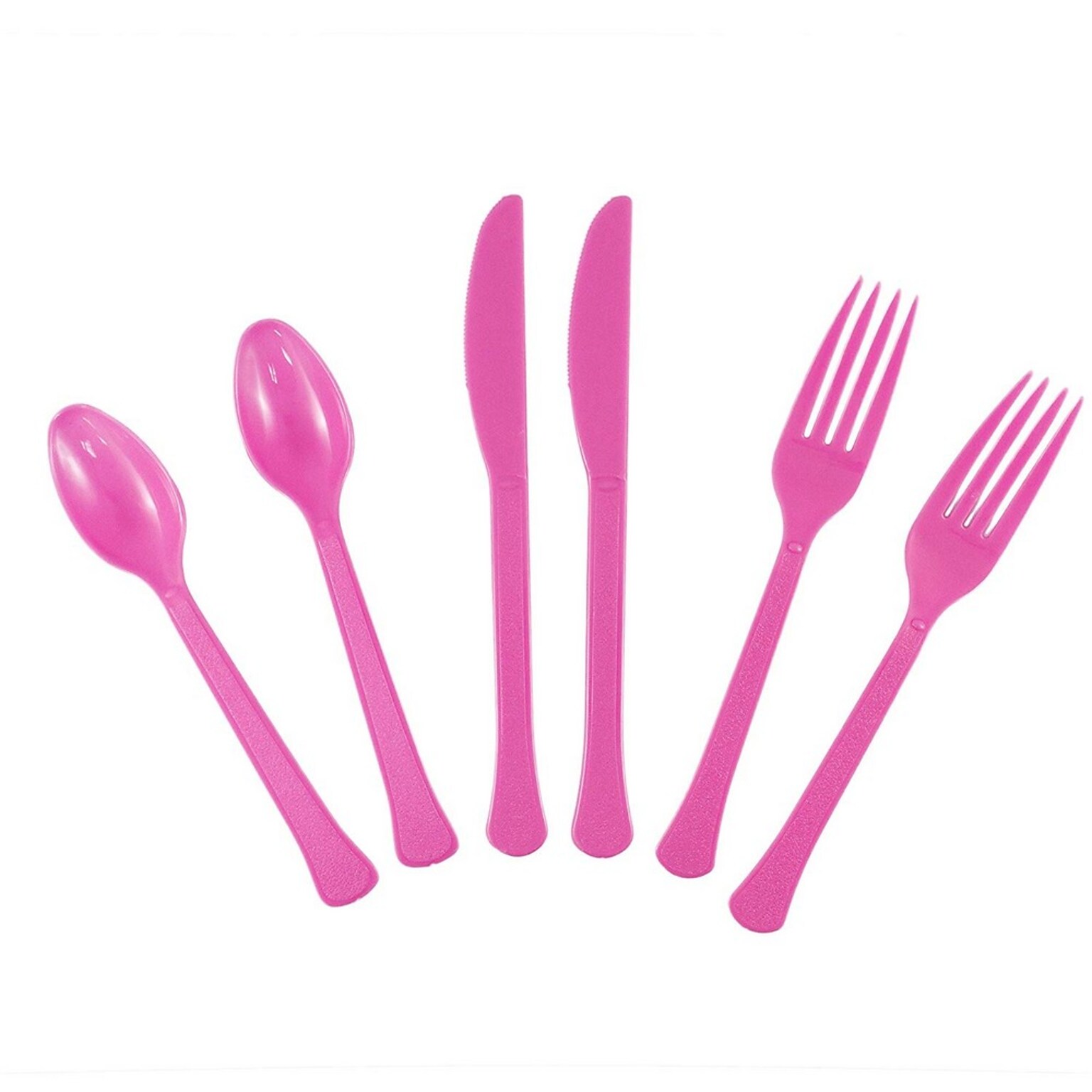 JAM PAPER Premium Extra Heavy Weight Cutlery , Assorted Utensils Set, Fuchsia Pink, 24 Disposable Utensils/Box