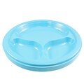 JAM PAPER Plastic 3 Compartment Divided Plates, Large, 10 1/4 inch, Caribbean Aqua Blue, 20/Pack