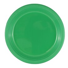 JAM PAPER Round Plastic Party Plates, Large, 10 1/4 inch, Green, 20/Pack