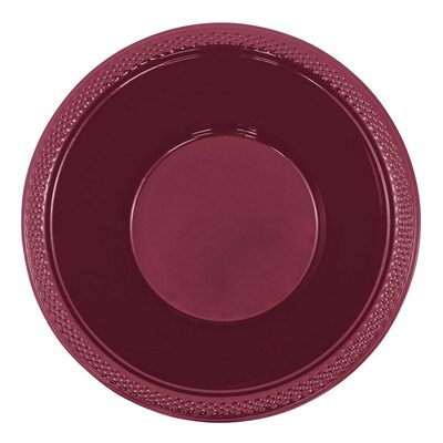 JAM PAPER Disposable Plastic Bowls, Small, 12 oz (7 Inch Diameter), Berry Burgundy, 20/pack