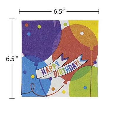 JAM Paper Birthday Party Lunch Napkin, Multicolored, 36 Napkins/Pack (298BN6BRB)
