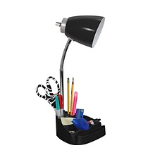 Limelights Incandescent Desk Lamp with USB Port, Black (LD1056-BLK)