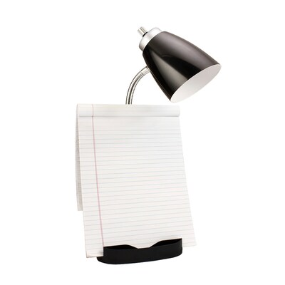 Limelights Incandescent Desk Lamp with Charging Outlet, Black (LD1057-BLK )