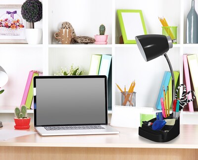 Limelights Incandescent Desk Lamp with Charging Outlet, Black (LD1057-BLK )