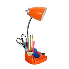 Limelights Incandescent Desk Lamp with Charging Outlet, Orange (LD1057-ORG)