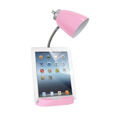 Limelights Incandescent Desk Lamp with Charging Outlet, Pink (LD1057-PNK)