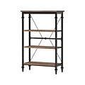 Thomasville Breslyn 3-Shelf 48H Metal Bookcase, Crosscut Hickory/Black Nickel (SPLS-BRBK-TV)