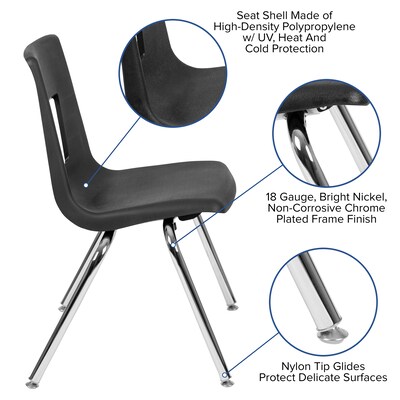 Flash Furniture Mickey Advantage Plastic/Steel Student/School Stacking Chair, Black, 4/Pack (ADVSSC18BLK)