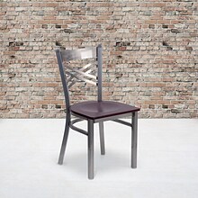 Flash Furniture HERCULES Series Traditional Metal/Wood Restaurant Dining Chair, Clear Coat/Mahogany