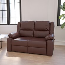 Flash Furniture Harmony Series 56 LeatherSoft Loveseat with Two Built-In Recliners, Brown (BT70597L