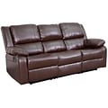Flash Furniture Harmony Series 77 LeatherSoft Sofa with Two Built-In Recliners, Brown (BT70597SOFBN