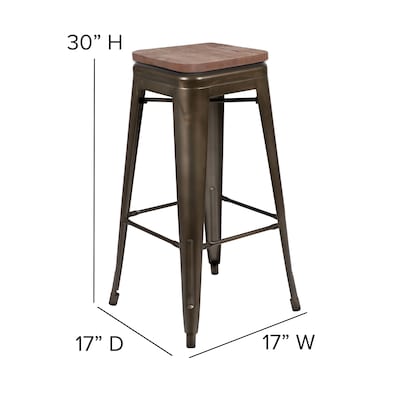 Flash Furniture Cierra Industrial Metal Indoor Bar Stool without Back, Gun Metal Gray, 4-Pieces/Pack (4ET31320W30GNR)
