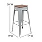 Flash Furniture Cierra Industrial Metal Indoor Bar Stool without Back, Silver, 4-Pieces/Pack (4ET31320W30SVR)