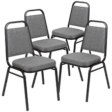 Flash Furniture HERCULES Series Fabric Banquet Stacking Chair, Gray/Silver Vein Frame, 4 Pack (4FDBH