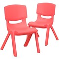 Flash Furniture Plastic School Chair with 10.5 Seat Height, Red, 2-Pieces (2YUYCX003RED)