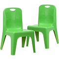 Flash Furniture Plastic School Chair with Carrying Handle and 11 Seat Height, Green, 2-Pieces (2YU