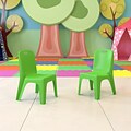 Flash Furniture Plastic School Chair with Carrying Handle and 11 Seat Height, Green, 2-Pieces (2YU