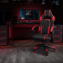 Flash Furniture X40 Ergonomic LeatherSoft Swivel Gaming Massaging Chair, Red (CH00288RED)