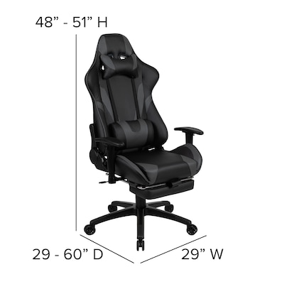 Flash Furniture X30 Ergonomic LeatherSoft Swivel Gaming Chair, Gray (CH187230GY)