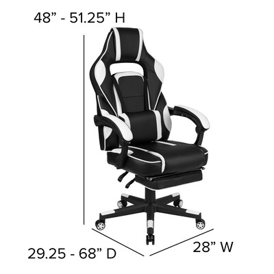 Flash Furniture X40 Ergonomic LeatherSoft Swivel Gaming Massaging Chair, White (CH00288WH)