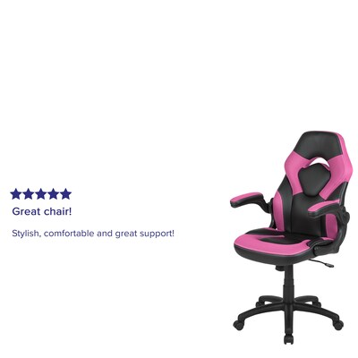 Flash Furniture X10 Ergonomic LeatherSoft Swivel Gaming Chair, Pink/Black (CH00095PK)