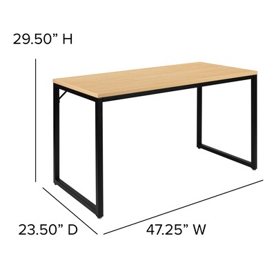 Flash Furniture 47"W Tiverton Industrial Modern Commercial Grade Office Computer Desk, Wood Grain (GCGF15612MAPBK)