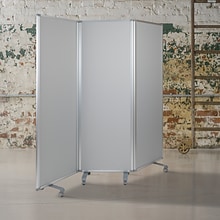 Flash Furniture Double Sided Mobile Magnetic Whiteboard/Cloth Partition with Lockable Casters, 72H