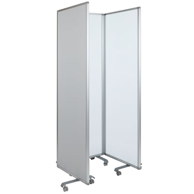 Flash Furniture Double Sided Mobile Magnetic Whiteboard/Cloth Partition with Lockable Casters, 72"H x 24"W (BRPTT0013MP6183)