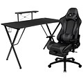 Flash Furniture 52W Gaming Desk with Gray Reclining Gaming Chair with Footrest, Black (BLNX30RSG103