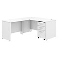Bush Business Furniture Studio C 60W x 30D L-Shaped Desk w/ Mobile File Cabinet and 42W Return, White, Installed (STC008WHSUFA)