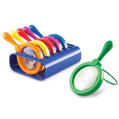 Learning Resources Primary Science Jumbo Magnifiers, Set Of 6 In Stand (LER2884)