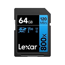 Lexar BLUE Series High-Performance 64GB SDXC Memory Card, Class 10, UHS-I, V30 (LSD80-64G-BNNNU)