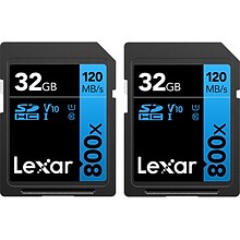 Lexar BLUE Series High-Performance 32GB SDHC Memory Card, Class 10, UHS-I, V10 (LSD80-32G-B2NNU)