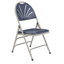 NPS 1100 Series Deluxe Fan Back With Triple Brace Double Hinge Folding Chair, Dark Blue, 4 (1115/4)