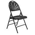 NPS 1100 Series Polyfold Fan Back Triple Brace Double Hinge Folding Chairs, Black/Black, 4/Pack (111