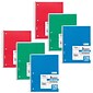 Mead® 3 Subject Spiral Notebook, 10.5"x 7.5", Wide Ruled, 120 Sheets, Assorted Colors (No Color Choice), Pack of 6 (MEA05746-6)