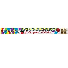 Musgrave Pencil Company Happy Birthday From Your Teacher Motivational Pencils, 12 Per Pack, 12 Packs