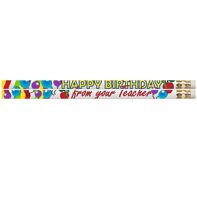 Musgrave Pencil Company Happy Birthday From Your Teacher Motivational Pencils, 12 Per Pack, 12 Packs (MUS2267D-12)