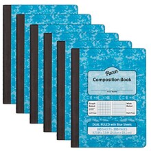Pacon Composition Notebooks, 9.75 x 7.5, Graph Ruled, 100 Sheets, Blue, 6/Bundle (PACMMK37160-6)