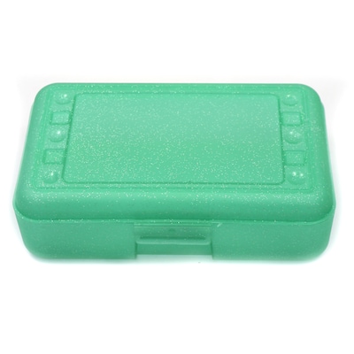Romanoff Plastic Latch Pencil Case, Lime Sparkle, Pack of 12 (ROM60285-12)