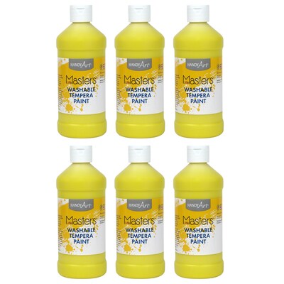 Handy Art Little Masters Washable Tempera Paint, Yellow, 16 oz., Pack of 6 (RPC211710-6)
