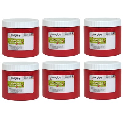 Handy Art Washable Finger Paint, Red, 16 oz., Pack of 6 (RPC241020-6)