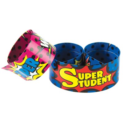 Teacher Created Resources Superhero Super Student Slap Bracelets, 10 Per Pack, 6 Packs (TCR20664-6)