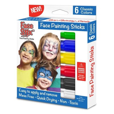 Face Stix™ Face Painting Sticks, 6 Colors Per Pack, 3 Packs (TPG633-3)