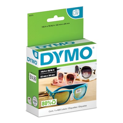DYMO LabelWriter 30373 Price Tag Labels, 15/16 x 7/8, Black on White, 400 Labels/Roll (30373)